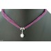 Crystal with silk bracelet/necklace (light pink)